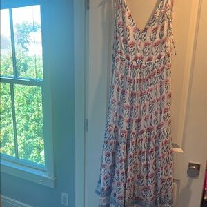 Oliphant White and Pink Patterned Maxi Dress